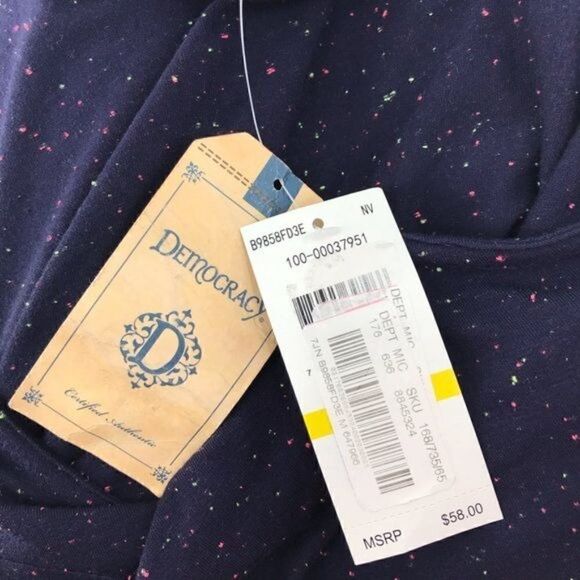 Democracy navy asymmetrical double layer one shoulder tank top women medium NWT - Picture 6 of 9